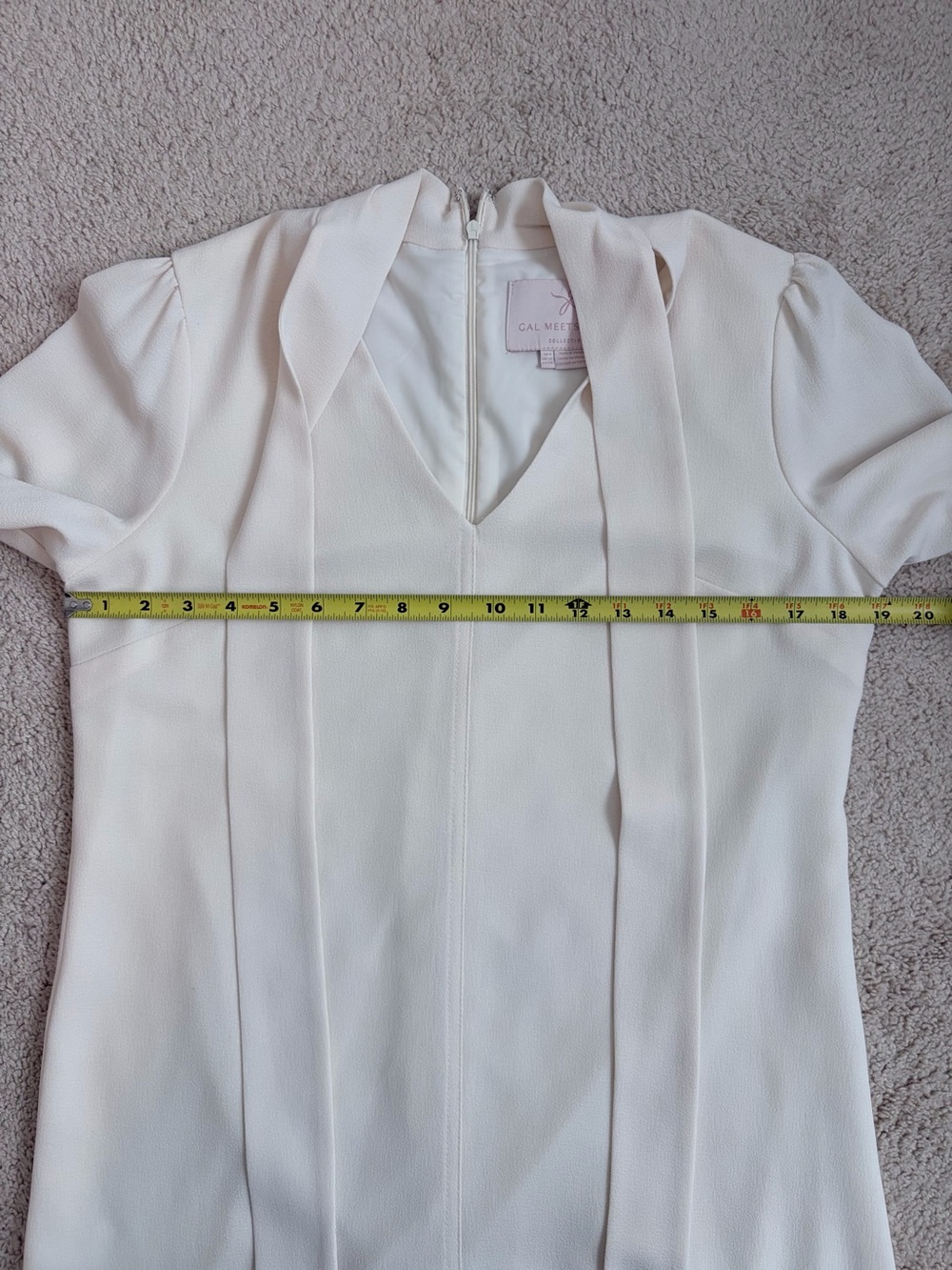 Gal Meets Glam Mini Dress Ines Cream Tie Neck Long Sleeve Women's Size 6 - Picture 11 of 11
